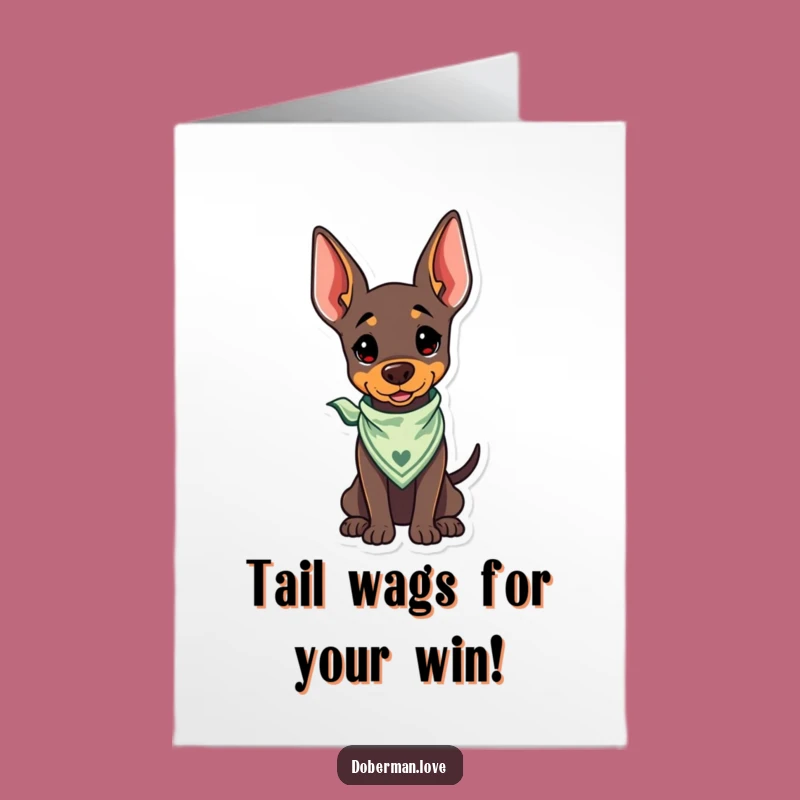 Free Printable Congrats Card: Happy Doberman, Funny Dog Wagging Tail Downloadable Gift