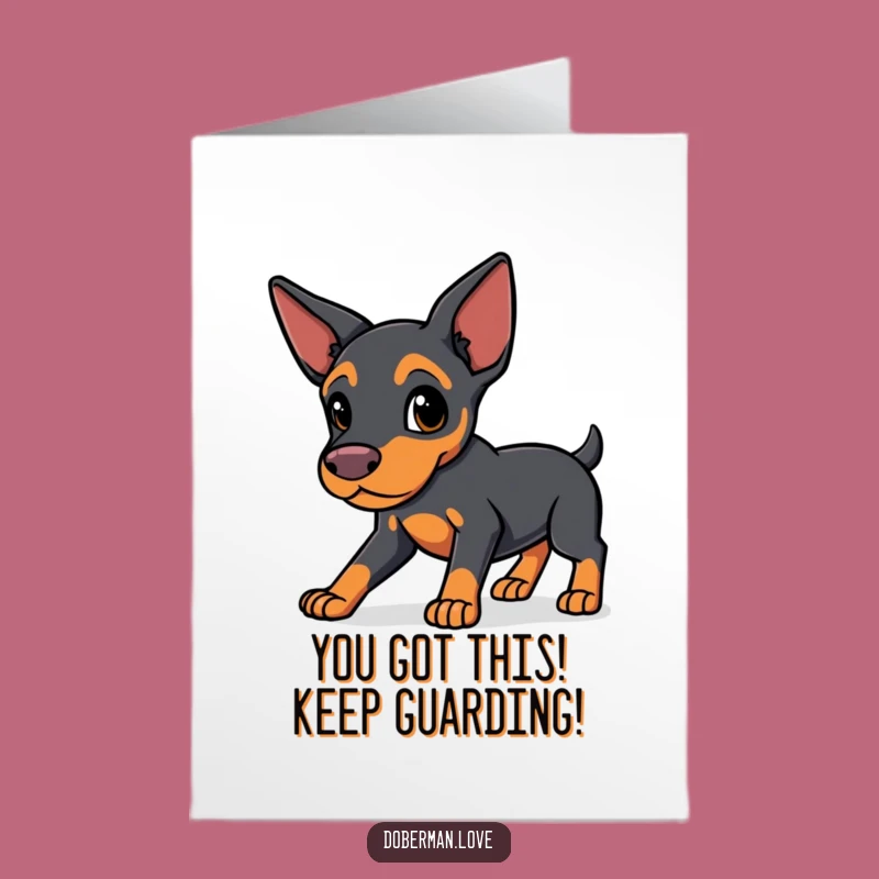 Free Printable Doberman Congrats Card: Funny Downloadable Gift of Protection