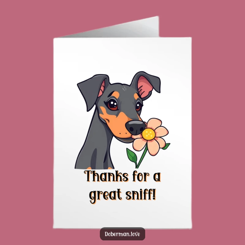 Free Printable Doberman Thank You Card: Curious Dog, Funny Downloadable Gift Appreciation