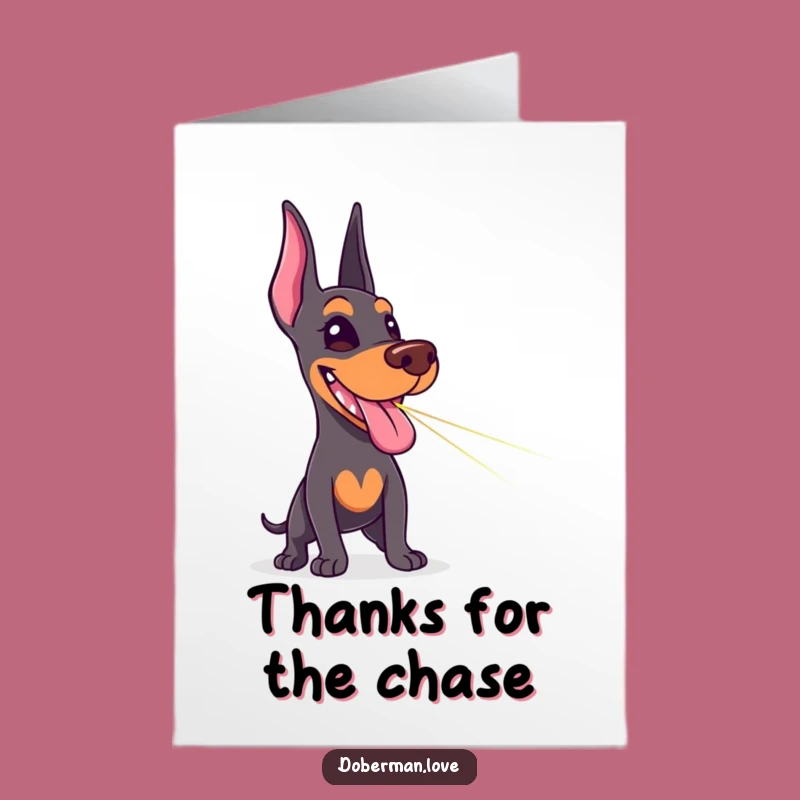 Free Printable Laser Pointer Doberman Thank You Card: Funny Tongue Out Dog Downloadable