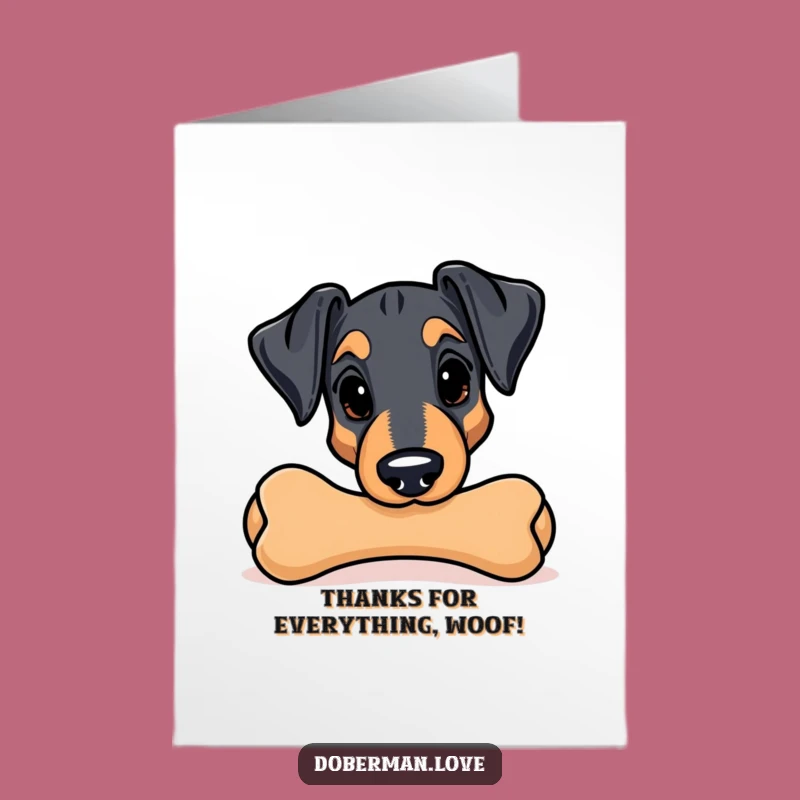 Free Printable Thank You Card: Sneaky Doberman - Funny Downloadable Gift