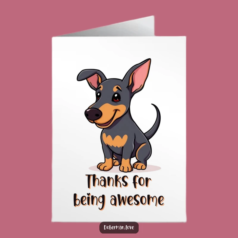 Free Printable Doberman Thank You Card: Happy Tail Wag Downloadable Greeting