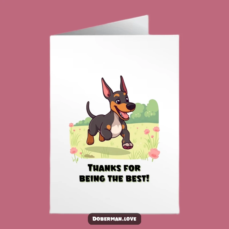 Free Printable Thank You Card: Doberman Run Humor Downloadable Instant Gift