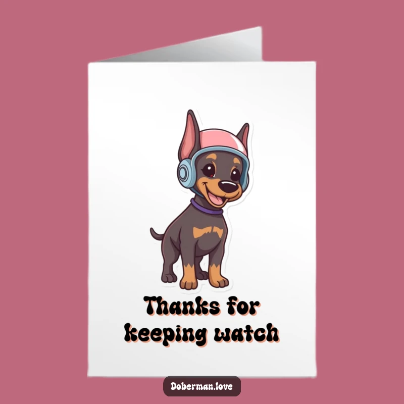 Free Printable Doberman Puppy Thank You Card: Helmeted Guard Digital Download Cute Gift