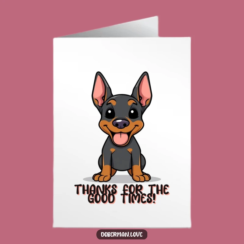 Free Printable Thank You Card: Happy Doberman Dog Jogging Gratitude Downloadable Gift