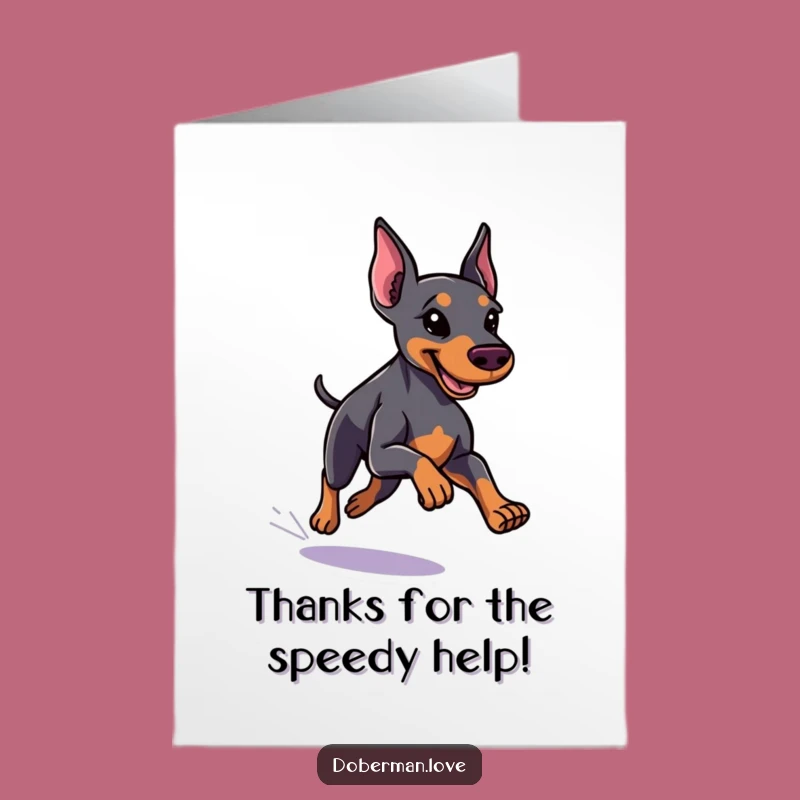 Free Printable Thank You Card: Speedy Doberman Running, Funny Downloadable Gift