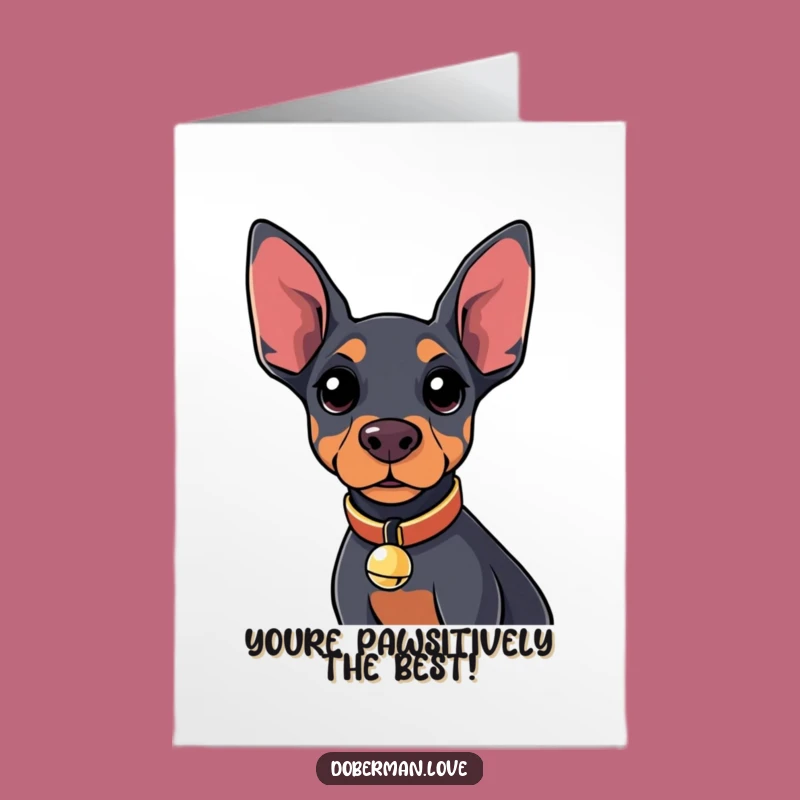 Free Printable Thank You Card: Curious Kawaii Doberman, Funny Dog Appreciation Downloadable Gift