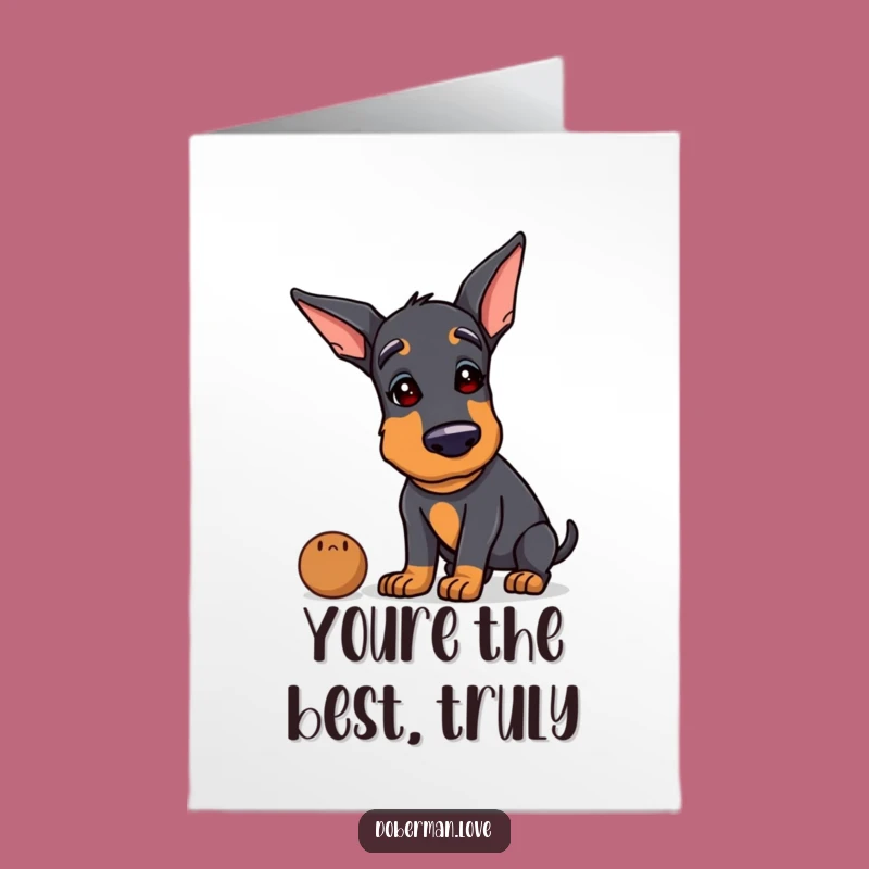 Free Printable Thank You Doberman Card: Funny Tilted Head Dog Downloadable Greeting