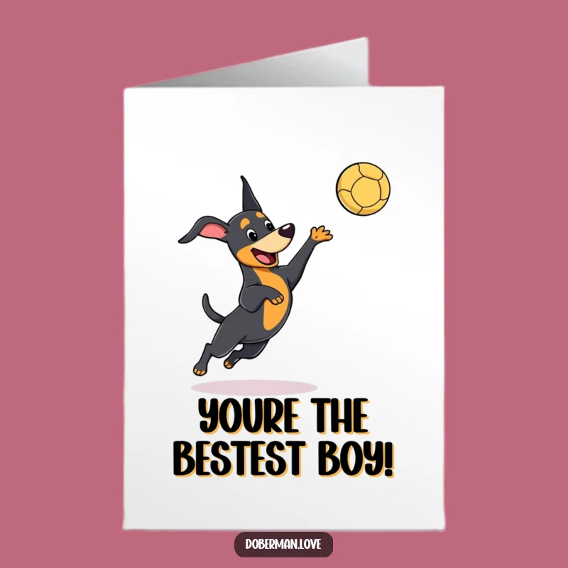 Free Printable Thank You Card: Kawaii Doberman Ball Game, Funny Downloadable Gift
