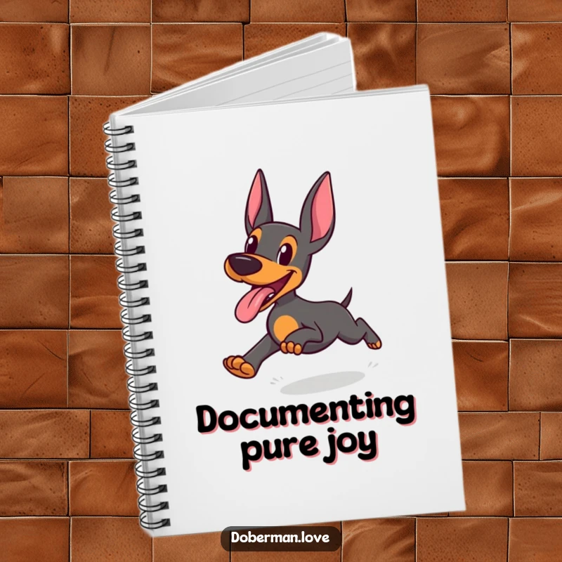 Funny Doberman Notebook: Doberman running with tongue out in joyful abandon, perfect for notes and doodles, humorous canine design.