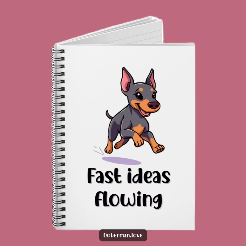 Funny Little Doberman Notebook, Running Fast, Sleek Coat - Jot Down Quick Ideas