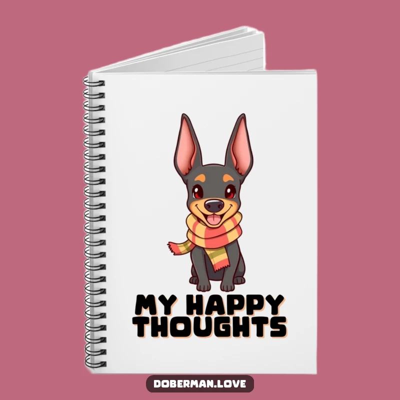 Funny Happy Doberman Notebook - Cheerful Scarf Notes