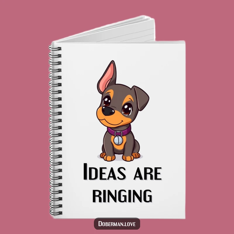 Funny Kawaii Doberman Notebook: Curious Pup, Bell Collar, Jot Down Wonders