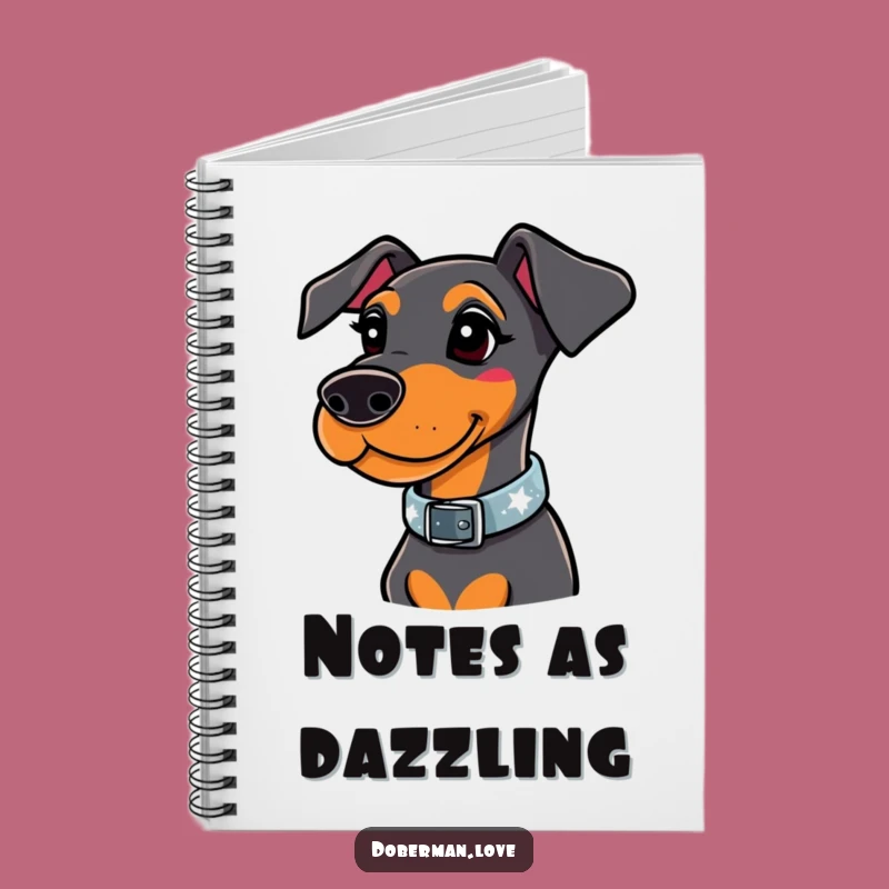 Funny Whimsical Doberman Sparkle Notebook - Chic Dog Lover Journal Gift