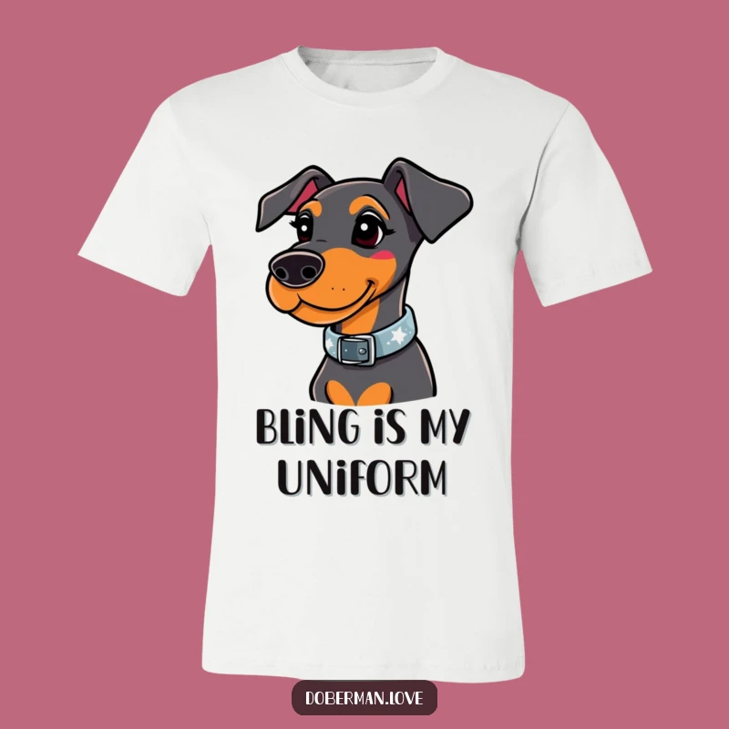 Funny Whimsical Doberman Sparkle Collar T-Shirt - Glam Dog Fashion Gift