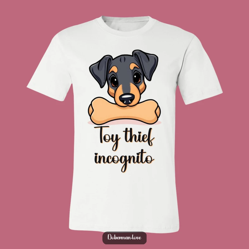 Funny Kawaii Doberman Chew Toy T-Shirt - Playful Pup & Hilarious Dog Tee