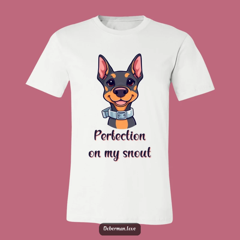 Funny Kawaii Doberman T-Shirt: Collar Balancing Act - Unique Funny Gift