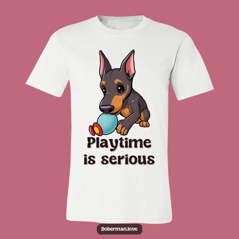 Funny Kawaii Doberman T-Shirt: Playful Nudge, Alert Ears, Hilarious Gift