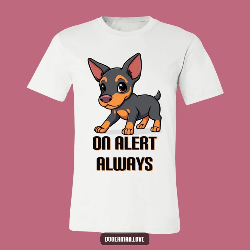 Funny Protective Doberman T-Shirt - Kawaii Guard Character Tee, Gift