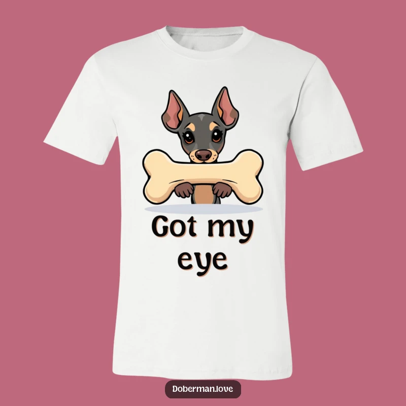 Funny Kawaii Doberman T-Shirt: Bone Peeker, Playful Dog, Ultimate Humorous Gift