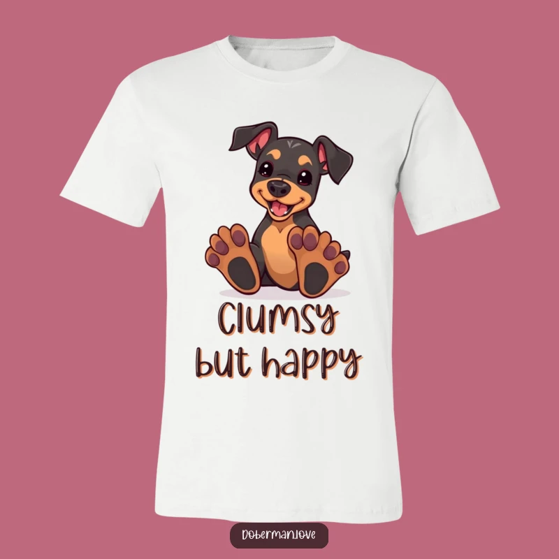 Oversized Paws Doberman Pup Tee - Funny Enthusiastic Play Shirt Gift
