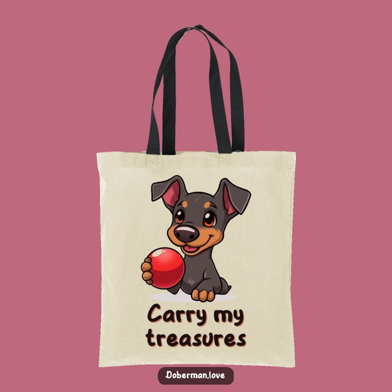 Funny Doberman Ball Fetch Tote Bag: Sweet Dog Accessory for Everyday