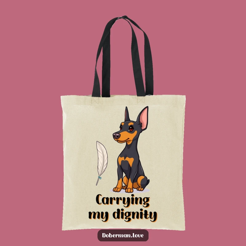 Funny Proud Doberman Feather Tote Bag: Carry Elegance, Perfect Funny Gift