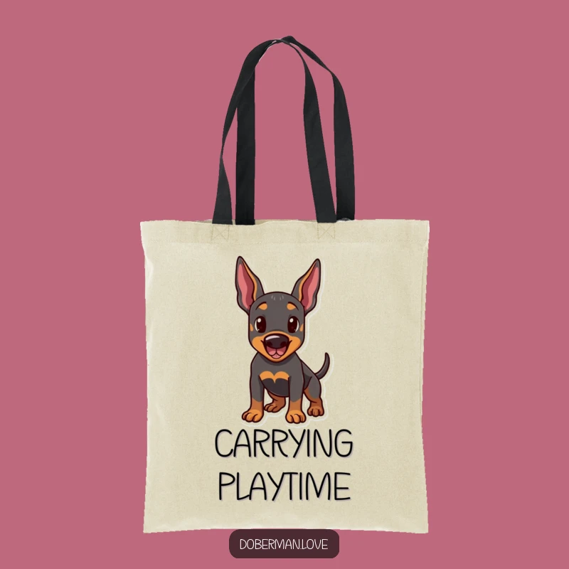 Funny Doberman Playtime Tote Bag: Carry Your Dog's Energy