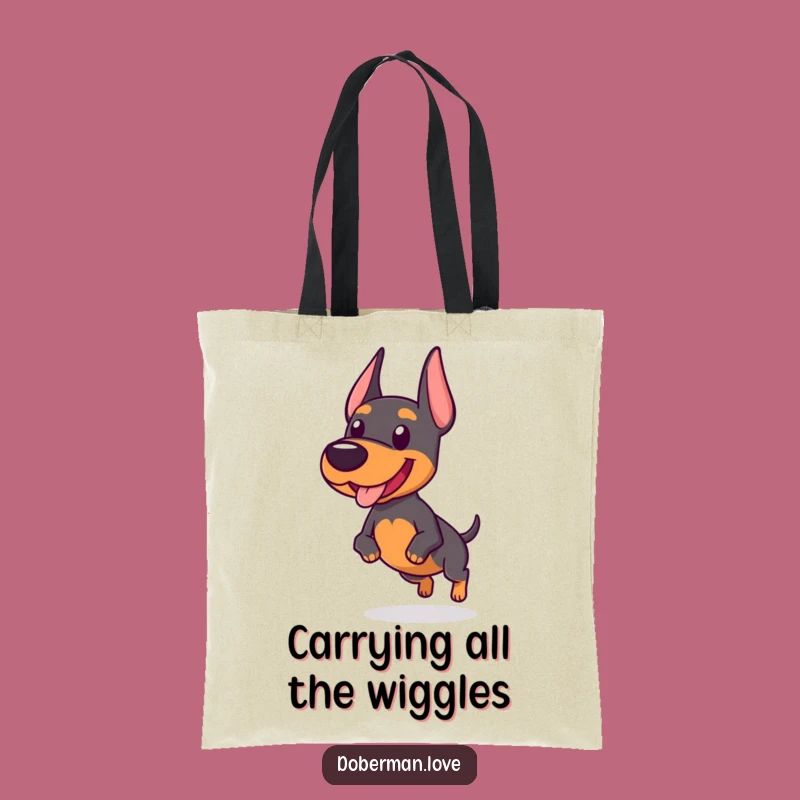 Funny Chubby Doberman Tote Bag: Carry Your Essentials with Hilarious Wobbly Flair!