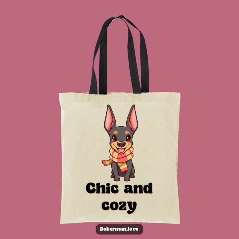 Funny Happy Doberman Scarf Tote - Cheerful Dog Owner Bag