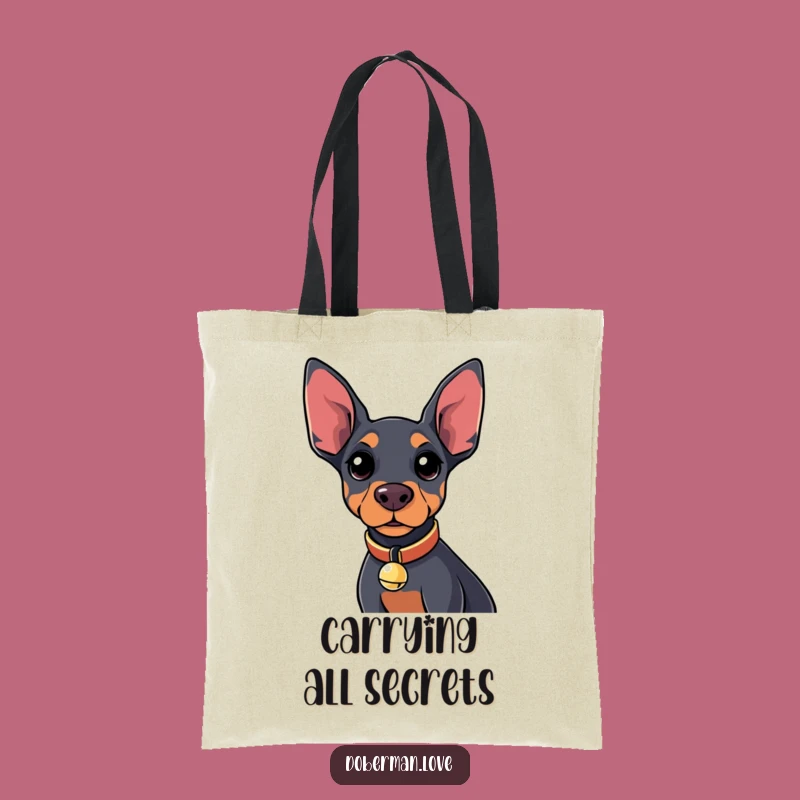 Funny Kawaii Doberman Bell Tote Bag: Carry Your Curiosity in Style