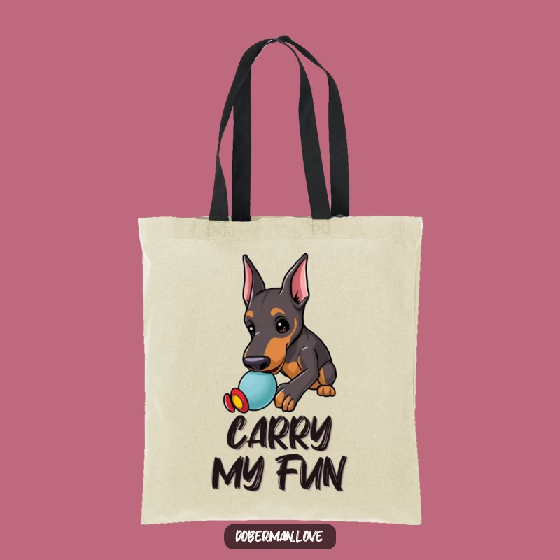 Funny Kawaii Doberman Tote Bag: Playful Nudge, Carry Your Fun