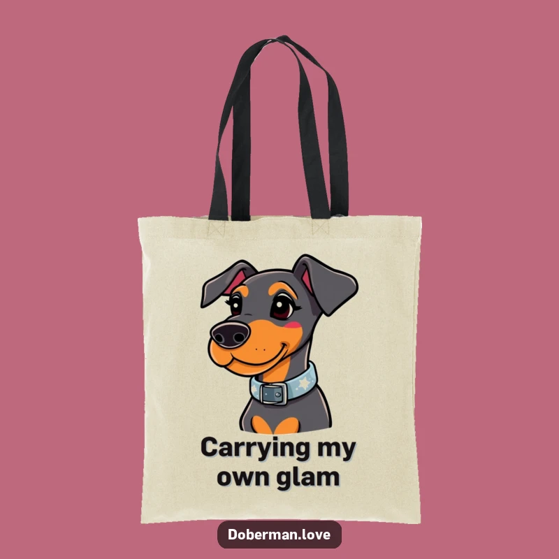 Funny Whimsical Doberman Sparkle Collar Tote Bag - Stylish Pup Accessory Gift