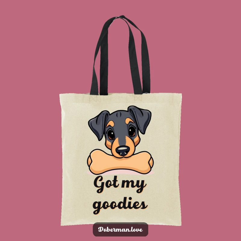 Funny Kawaii Doberman Chew Toy Tote Bag - Spacious & Hilarious Carry-All