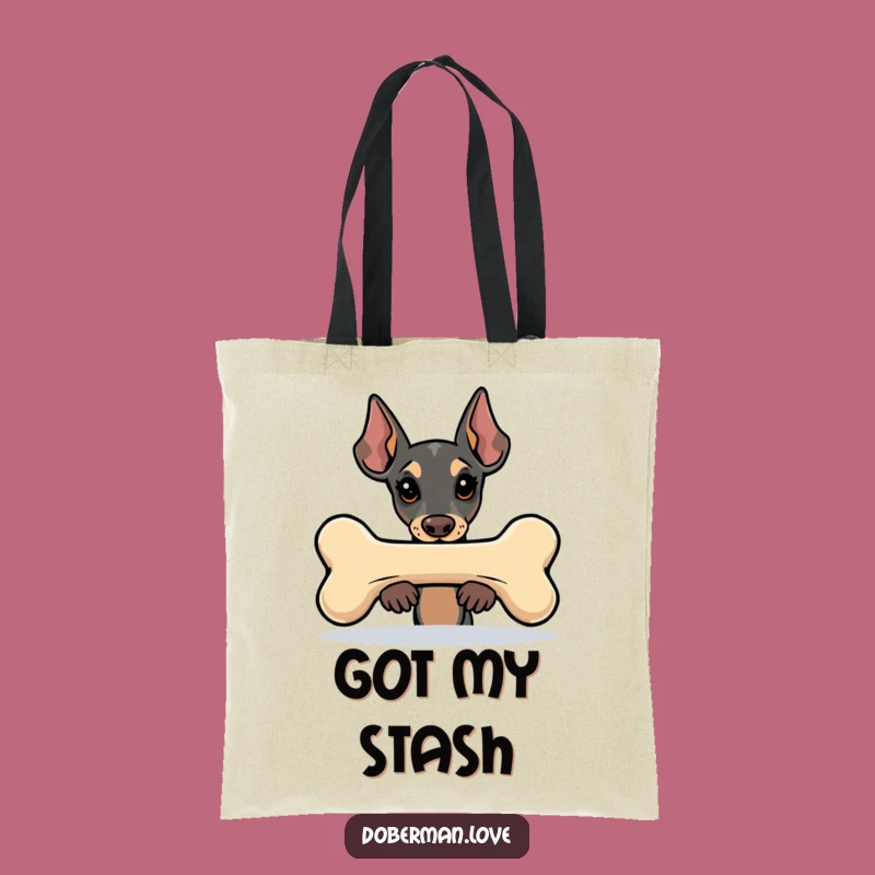 Funny Kawaii Doberman Tote Bag: Bone Peeker, Stylish & Hilarious Accessory